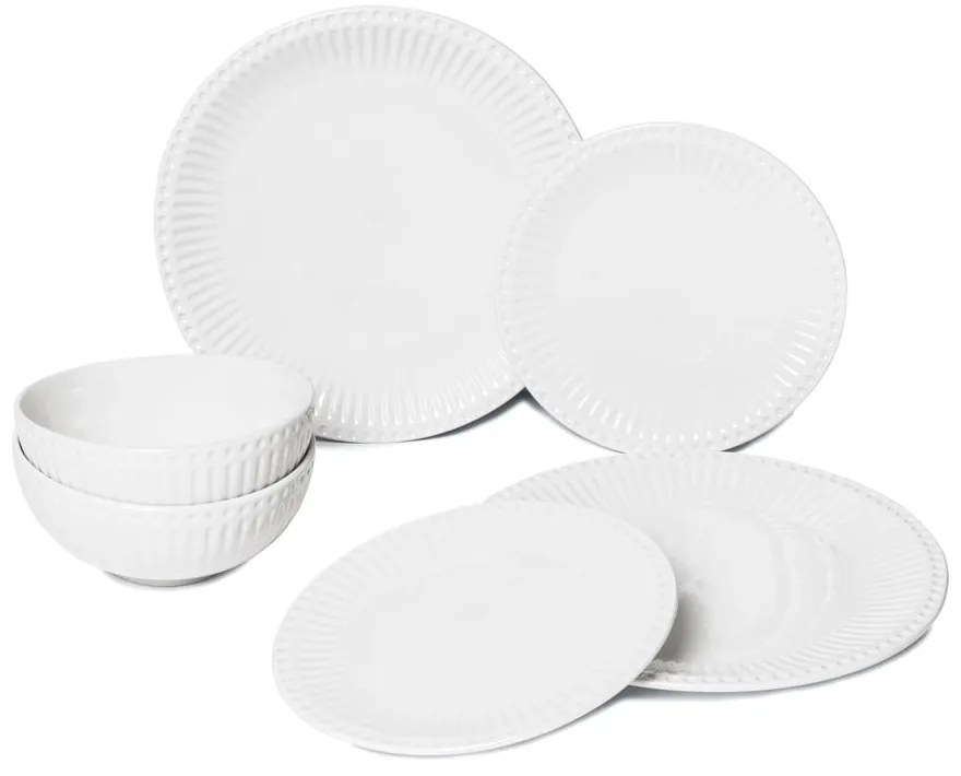6-częściowy zestaw białych talerzy z porcelany Bonami Essentials Purita