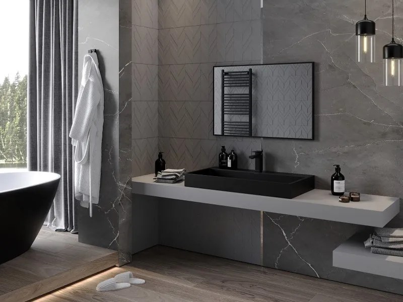 Mexen Loft lustro łazienkowe prostokątne 90 x 60 cm, rama czarna - 9852-090-060-000-70