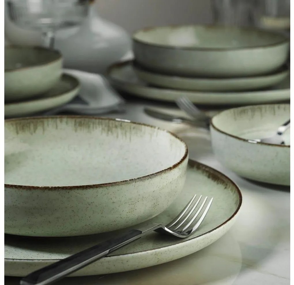 Zestaw obiadowy 12 szt. zielony/porcelana