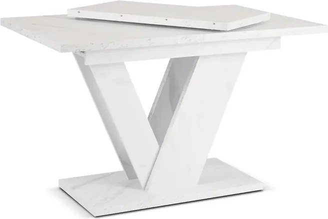 Stół Prostokątny Rozkładany CLARK 120-160 cm Biały Marmur Nowoczesny