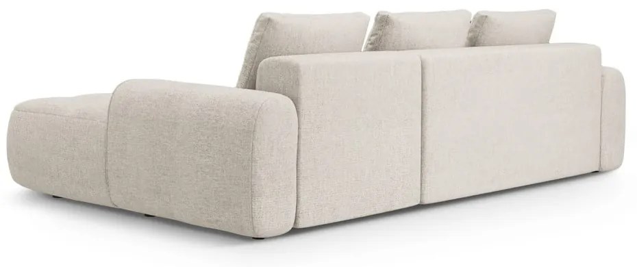 Beżowy rozkładany/ze schowkiem narożnik (prawostronny/z szezlongiem) Linz – Cosmopolitan Design