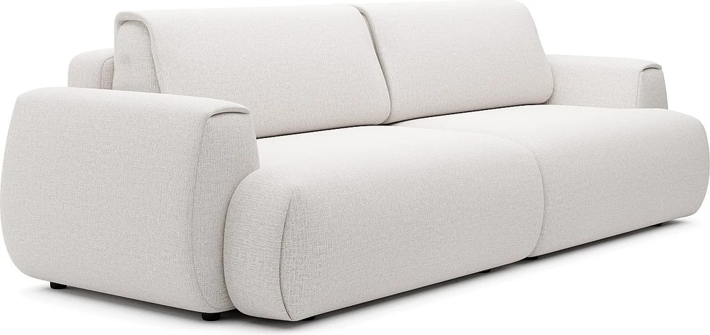 Kanapa 4-osobowa rozkładana z tkaniny szenilowej w kolorze kości słoniowej MONELIA