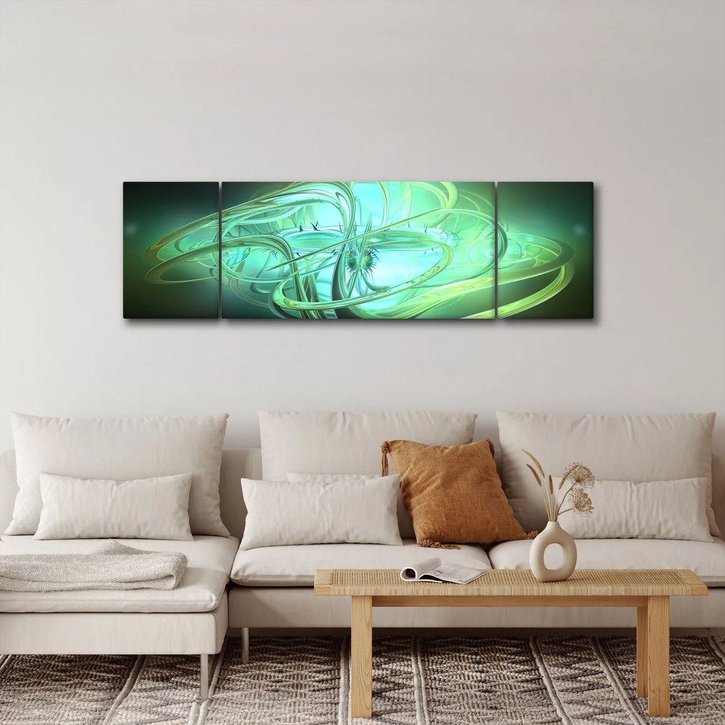 Obraz zielonej abstrakcji (170x50 cm)