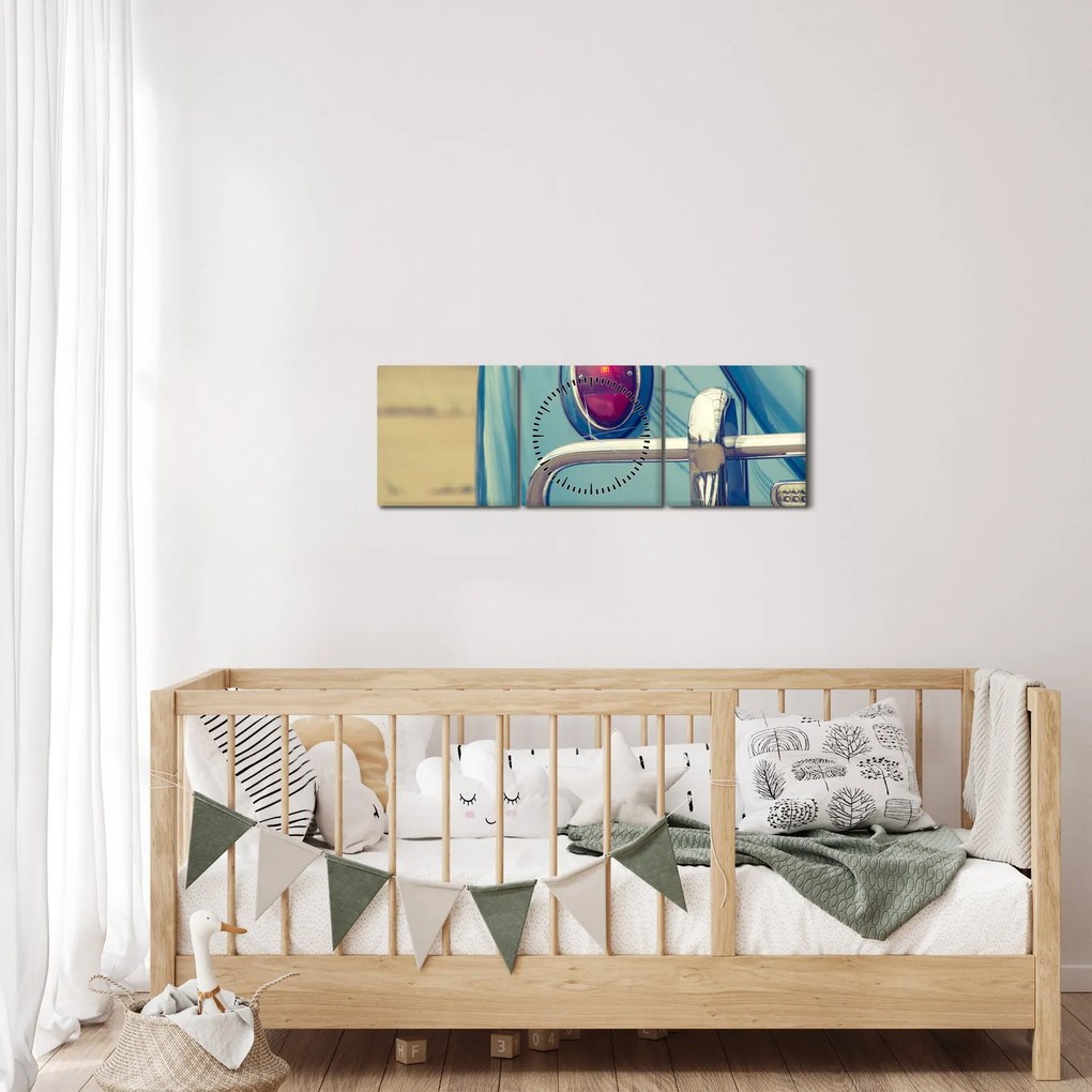 Obraz turkusowego weterana (z zegarem) (90x30 cm)