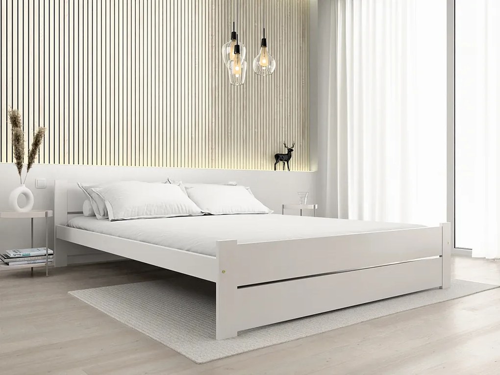 Łóżko IKAROS DOUBLE 140 x 200 cm, białe Stelaż: Ze stelażem listwowym rolowanym elastycznym, Materac: Materac Sommera