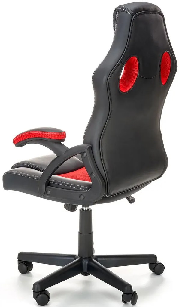 Fotel Gamingowy Tapicerowany Czarny Młodzieżowy + Czerwony A0-H88