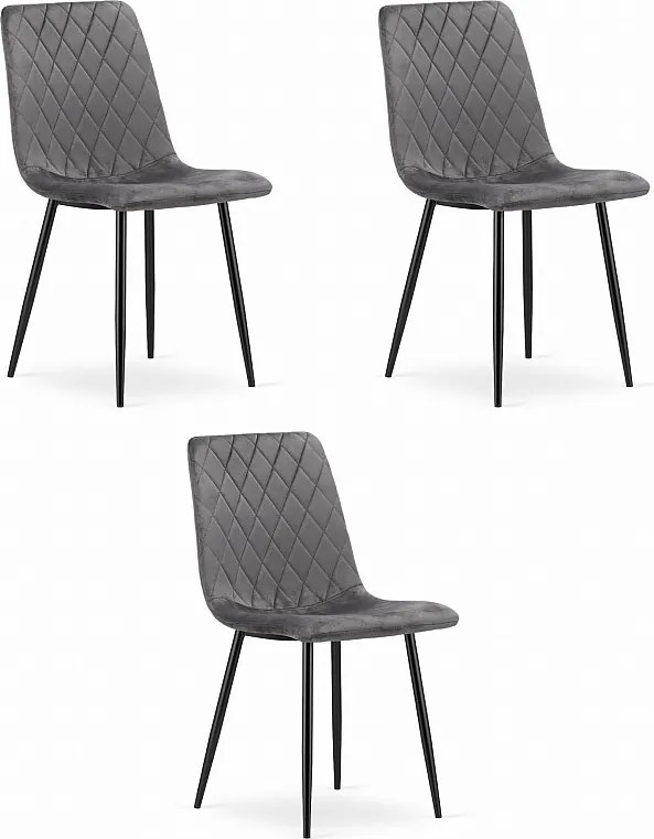 Krzesło Valora TURIN Ciemnoszary aksamitny ergonomiczny design x3