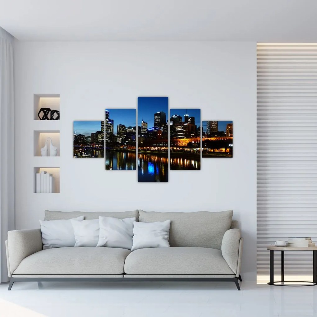 Obraz nocy w Melbourne (125x70 cm)