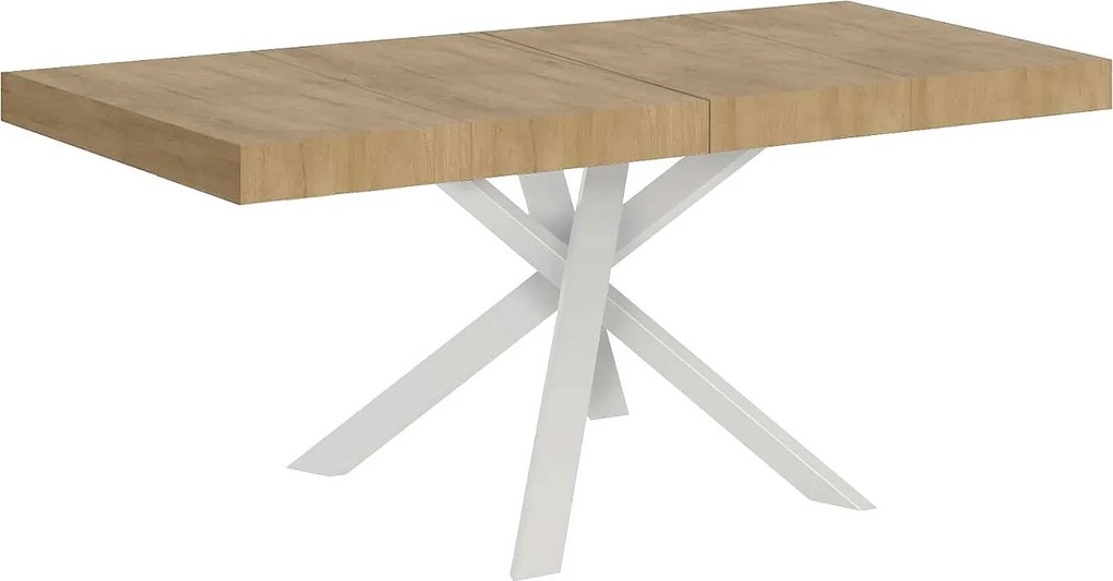 Stół rozkładany 90/194x90 cm Clerk Premium dąb naturalny nogi białe