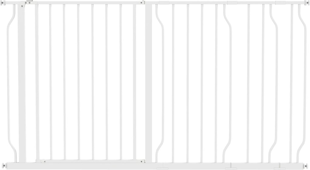 PawHut Bramka Ochronna dla Psów, Regulowana 75-145cm, Montaż Bez Wiercenia, Stalowa Rama, Biały
