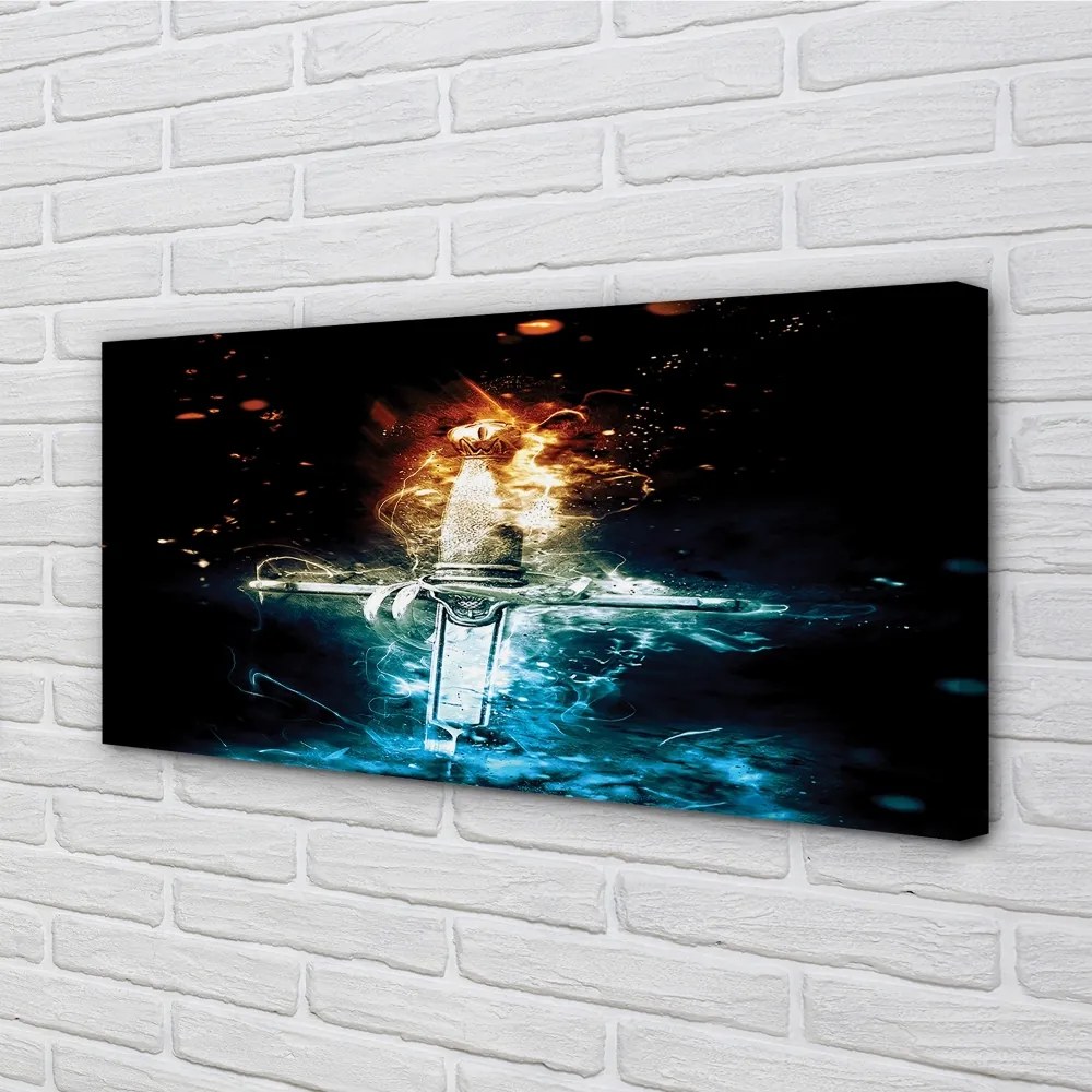 Zdjęcie na płótnie Miecz w Kolorowych Dymach