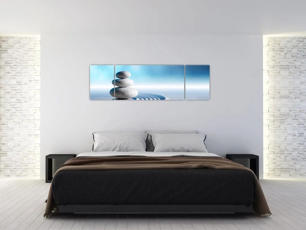 Obraz piasku, lilii i kamieni spa (170x50 cm)