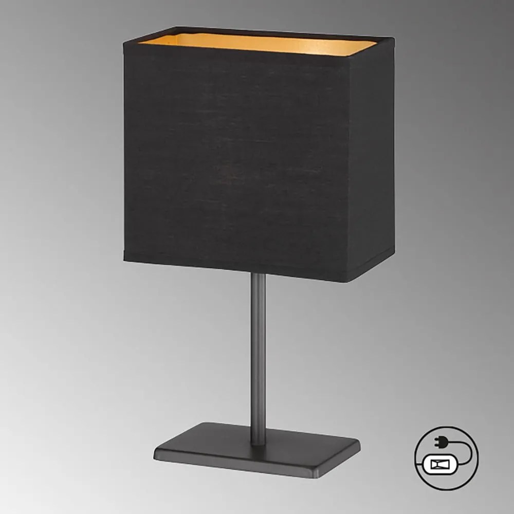 Czarna lampa stołowa z tekstylnym kloszem (wysokość 30 cm) Kate – Fischer & Honsel
