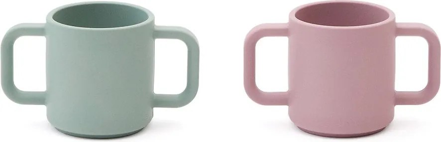 Jasnoróżowo-turkusowe silikonowe kubki dla dzieci zestaw 2 szt. Lili – Kave Home