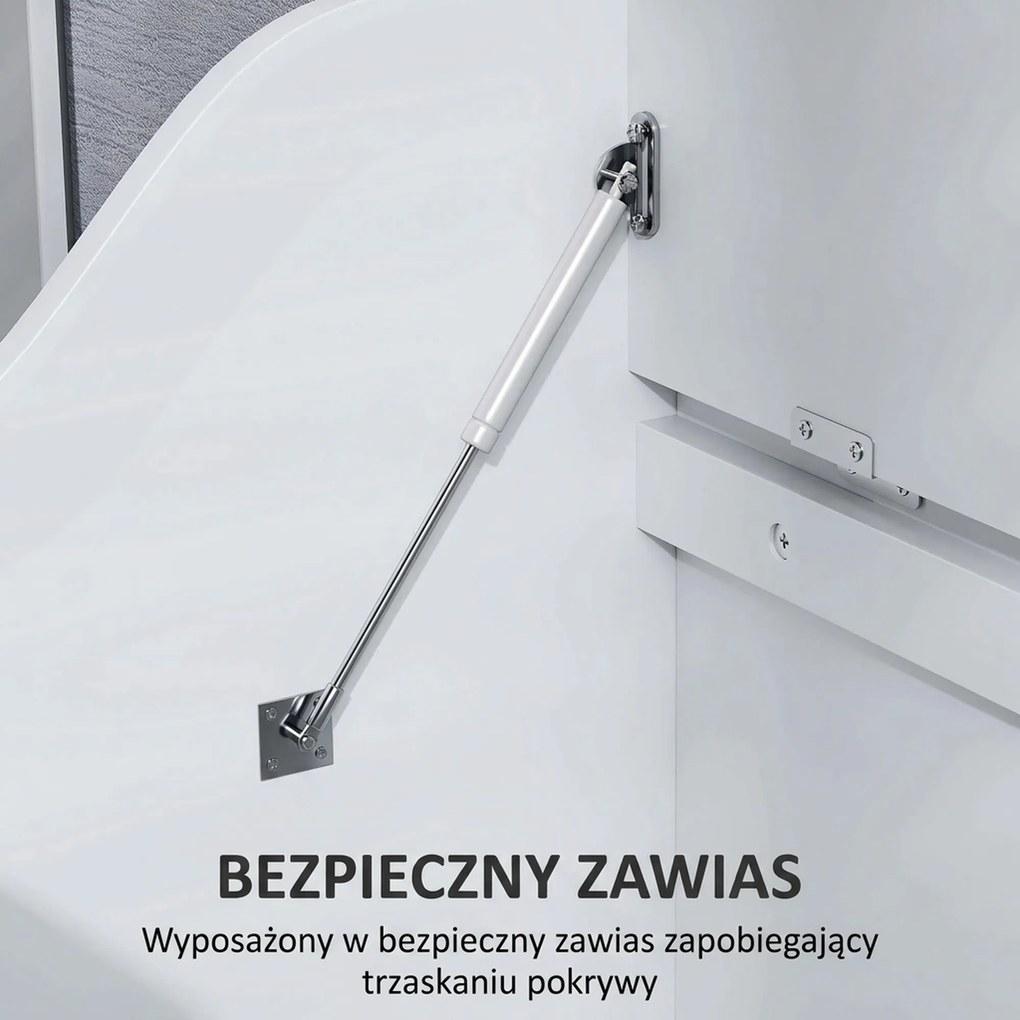 HOMCOM Skrzynia do Przechowywania, Drewniana Skrzynka z Pokrywą, Dużo Miejsca, Nowoczesny Design, Biały