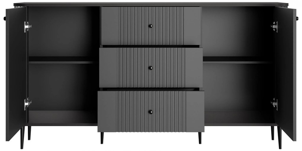 Komoda z szufladami Vesper 160 cm - czarny / czarne nogi