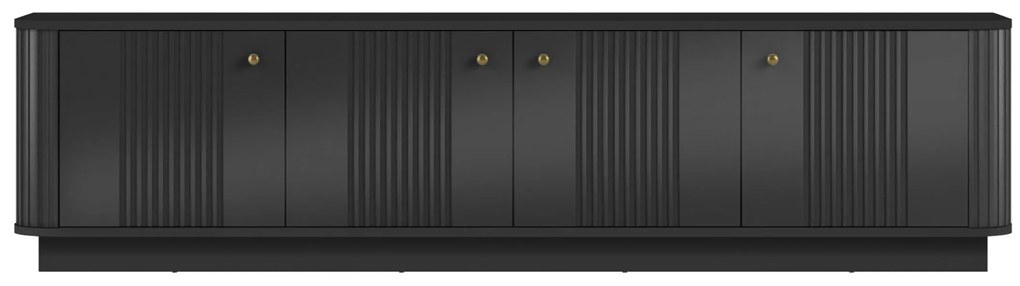 Szafka RTV Vesper 4D 187 cm na cokole - czarny / złote uchwyty