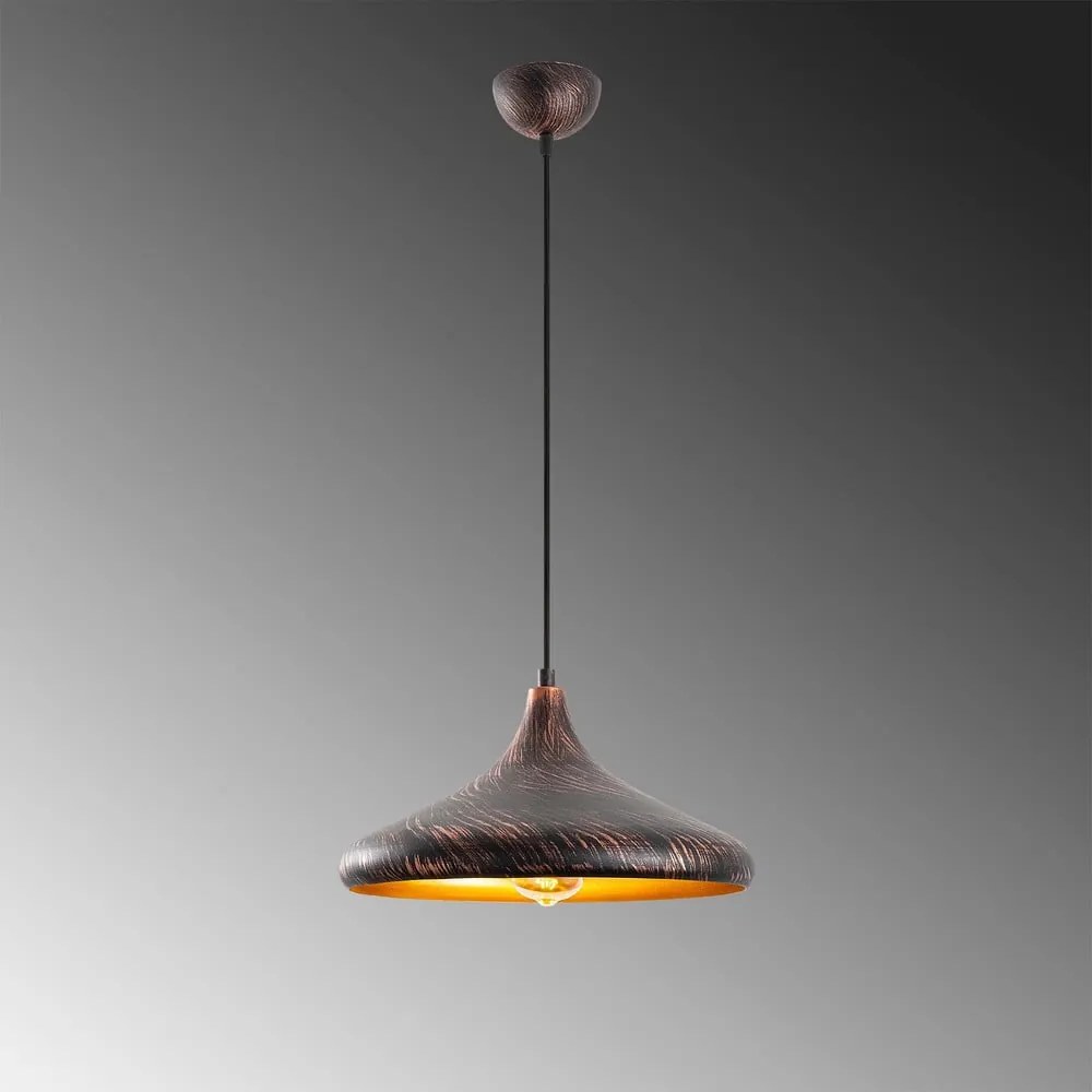 Lampa wisząca w czarno-miedzianym kolorze z metalowym kloszem ø 34 cm Barek – Opviq lights