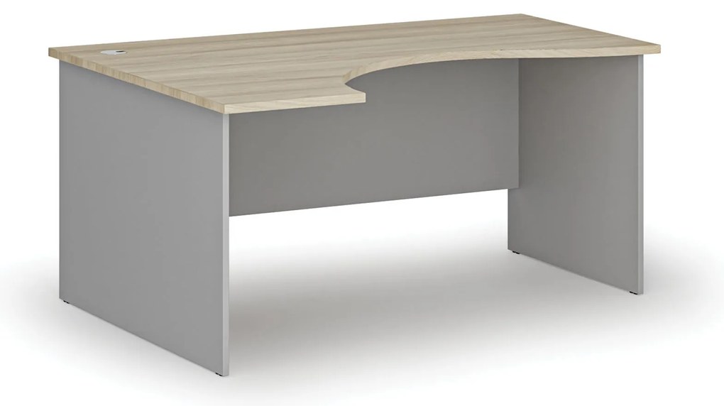 Ergonomiczne biurko PRIMO GRAY, 160x120 cm, lewe, szary/dąb naturalny