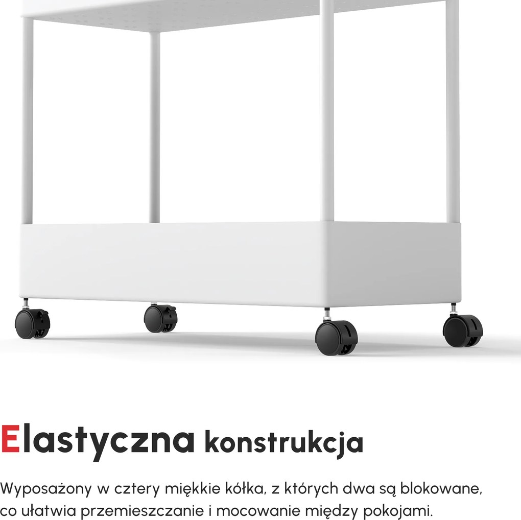 HOMCOM Wózek Kuchenny Niszowy z 4 Półkami 4 Hakami 4 Kółkami Biały 40x19x90cm | Aosom PL