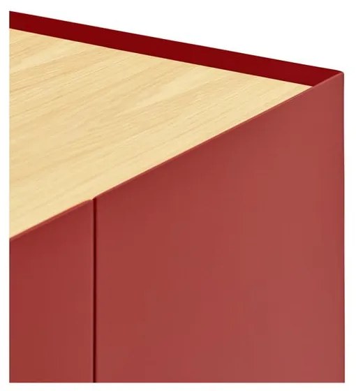 Czerwona wysoka komoda w dekorze dębu 95x120 cm Arista – Teulat