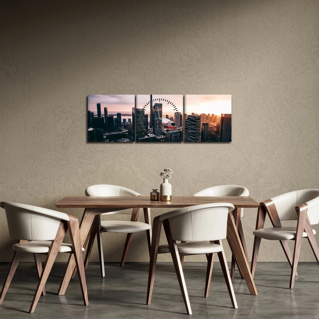 Obraz - Widok na centrum miasta (z zegarem) (90x30 cm)