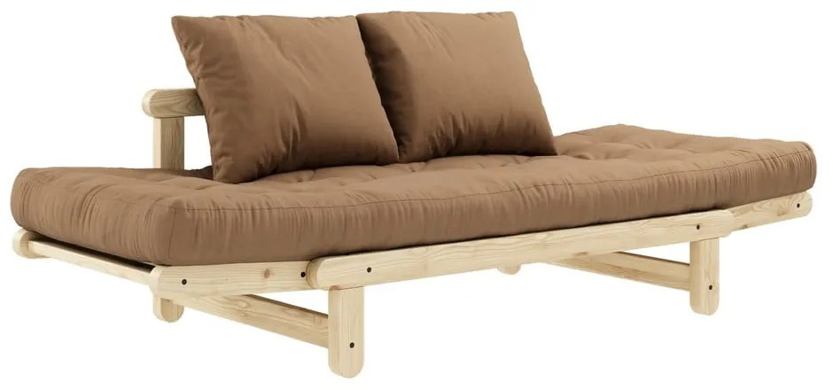 Sofa rozkładana z brązowym pokryciem Karup Design Beat Natural/Mocca
