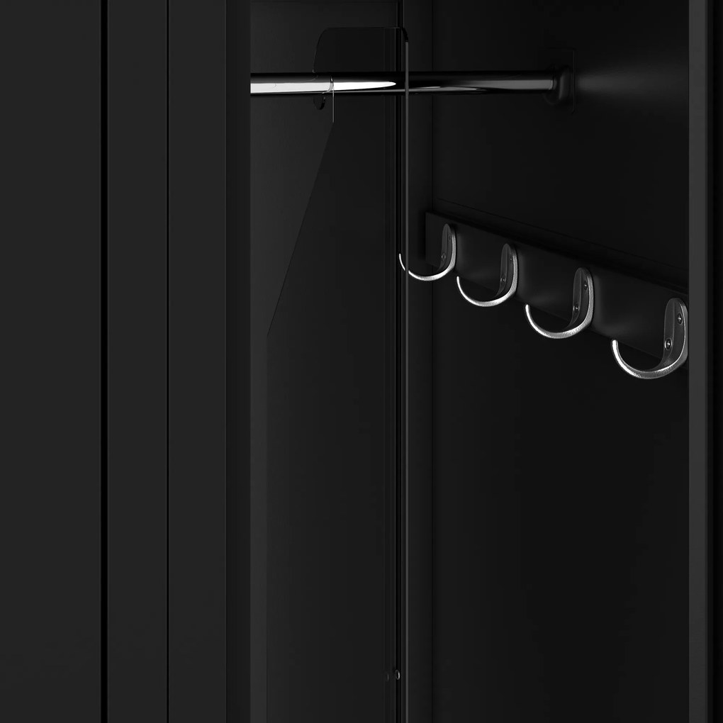 Szafka pracownicza metalowa czterokomorowa czarna: KACPER II, 600 x 1800 x 500 mm