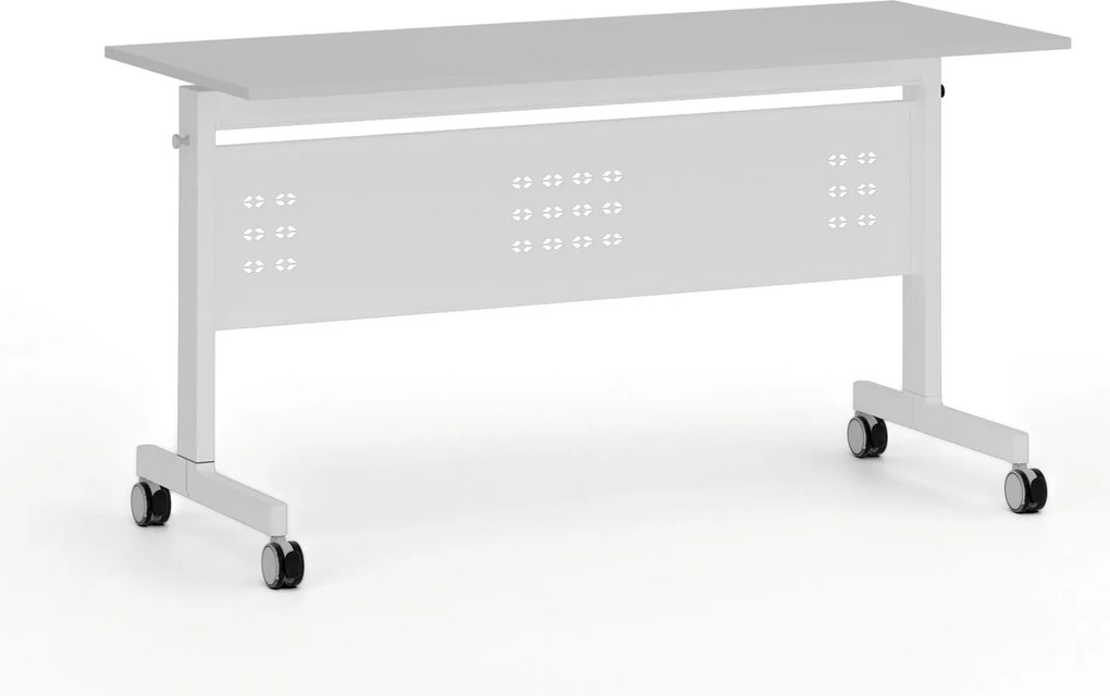 Mobilny stół PRIMO MOBI, 140x60 cm, biała podstawa, szary