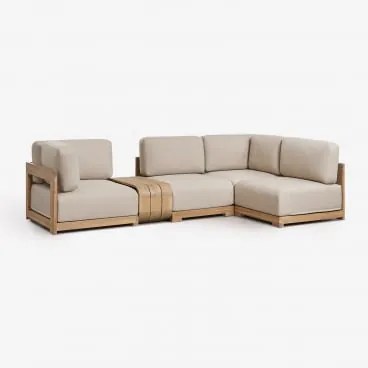 Sofa Modułowy Narożny Ogrodowy 4-częściowy Z Pomocniczym Stolikiem Z Drewna Akacjowego Brivori Jasny Akacjowy Brąz - Sklum