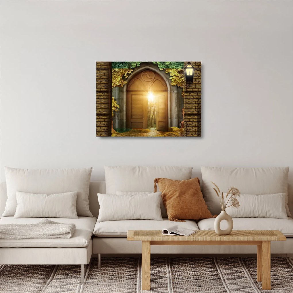 Obraz na szkle - Brama w lesie (70x50 cm)