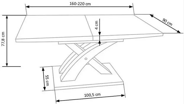 Szary stół rozkładany A8-H35