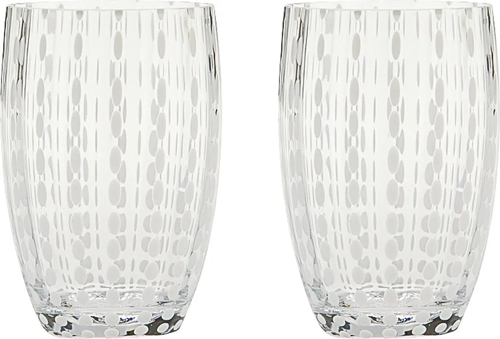 Zafferano Perle Clear Glass – szkło kolorowe dmuchane ustami, 32 cl, ręcznie robione – zestaw 2 kieliszków do wody lub koktajli