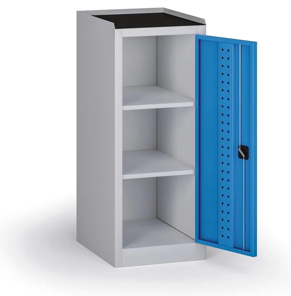 Szafa warsztatowa na narzędzia niska KOVOS, 2 półki, 600 x 505 x 1180 mm, niebieski