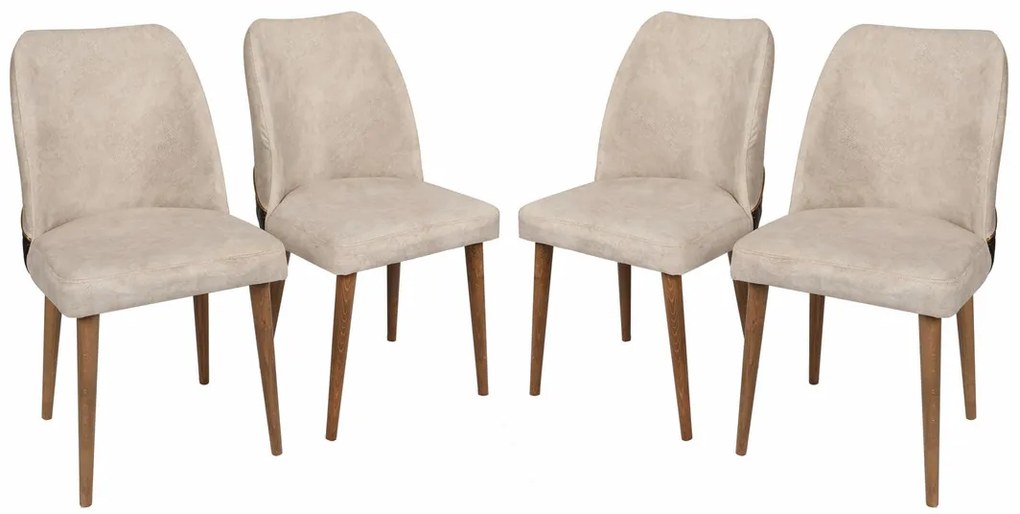 Zestaw krzeseł do jadalni Nova Cream and Walnut, 4 szt., 4 szt.