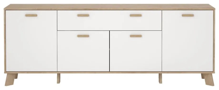 Biało-naturalna komoda w dekorze dębu 196x73x39 cm Ikast – Tvilum