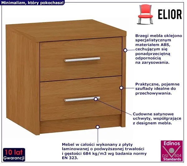 Klasyczna szafka nocna z szufladami olcha - Elopi