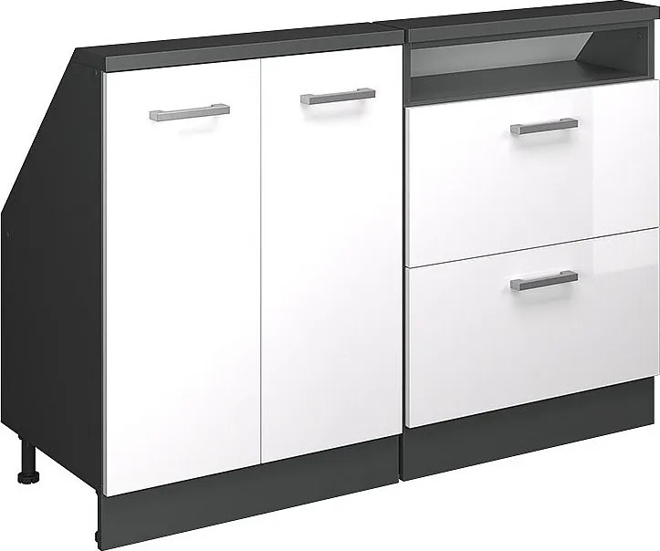 Szafka kuchenna na dach skośny biały wysoki połysk 120x46x81.6 r-line