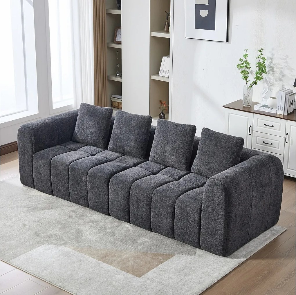 3-osobowa sofa modułowa z podłokietnikami, bez montażu, z tkaniny, ciemnoszara