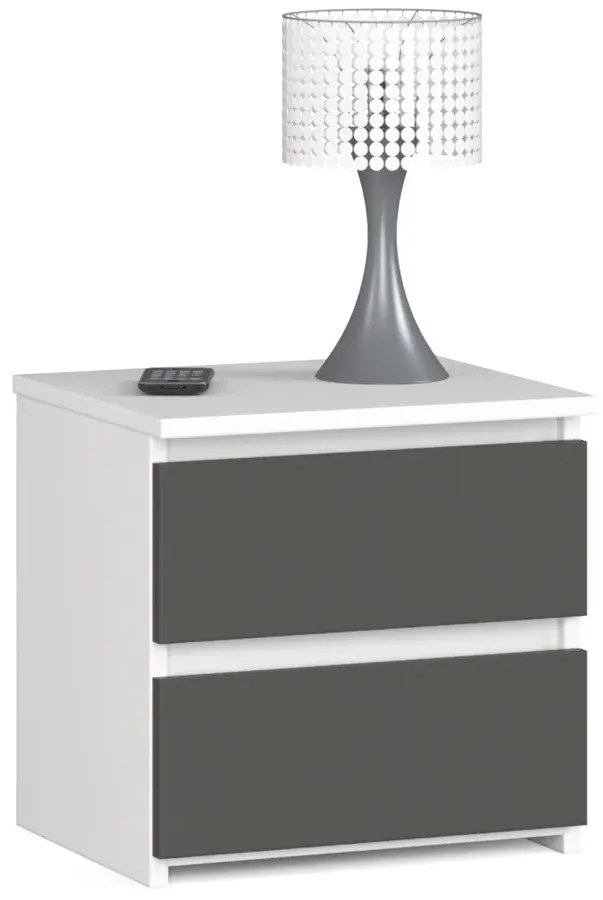 Minimalistyczna szafka nocna biały + grafit - Atika 3X