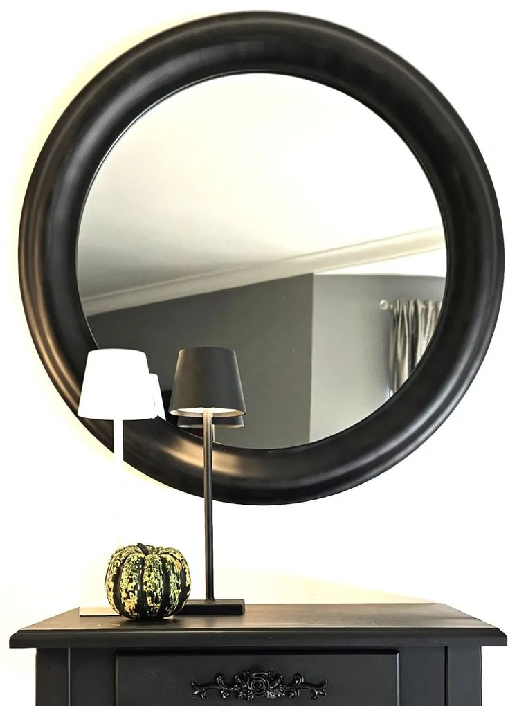 Lustro w czarnej, okrągłej ramie , średnica 76cm