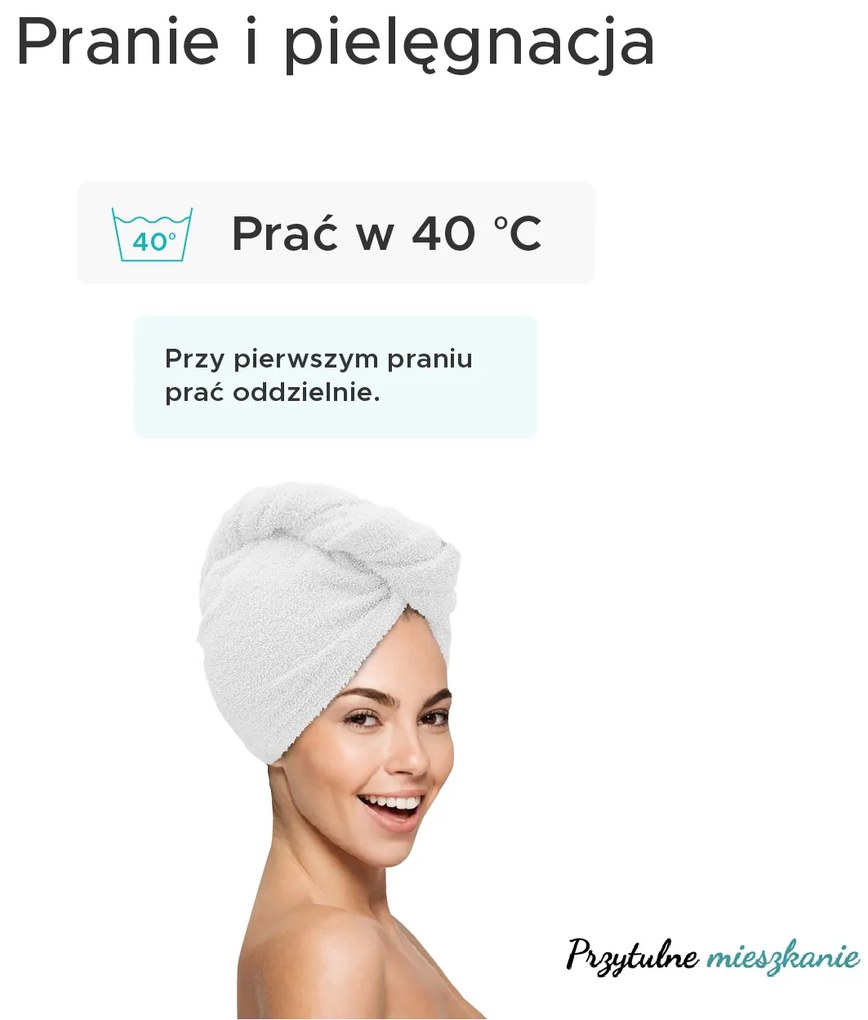 Szybkoschnący turban do włosów frotte czarny, 100% bawełna