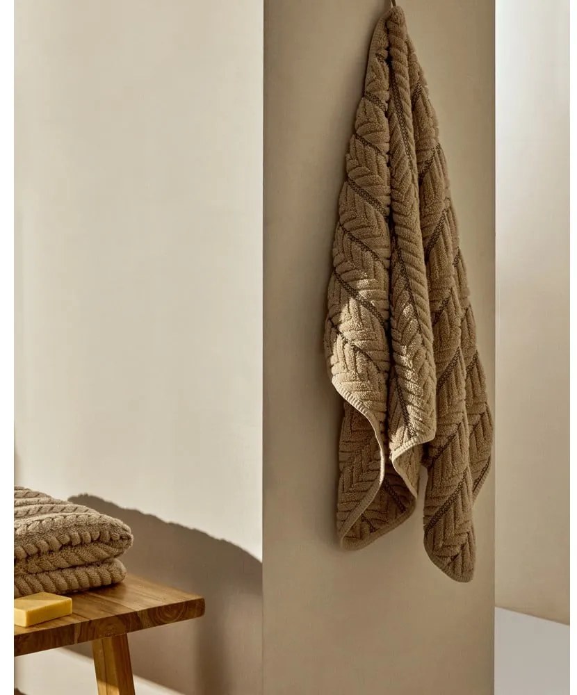 Beżowy bawełniany ręcznik frotte 30x50 cm Rune – Kave Home