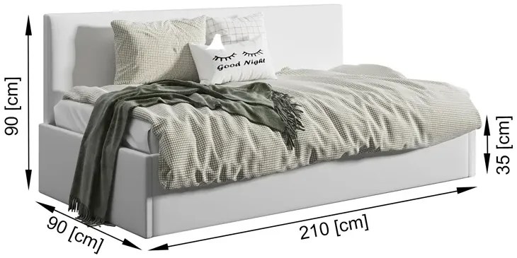 Czarne młodzieżowe łóżko sofa Sorento 4X - 4 rozmiary