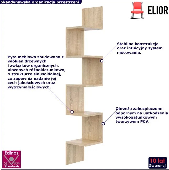 Narożna półka ścienna w kolorze dąb sonoma - Flora 4X