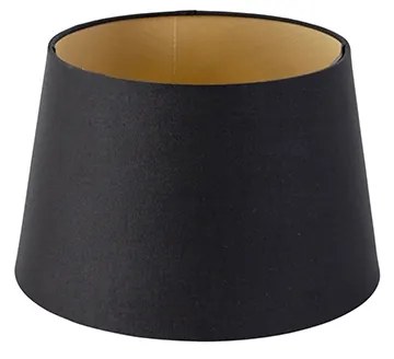 Czarny abażur bawełniany ze złotym wnętrzem 25/20/16