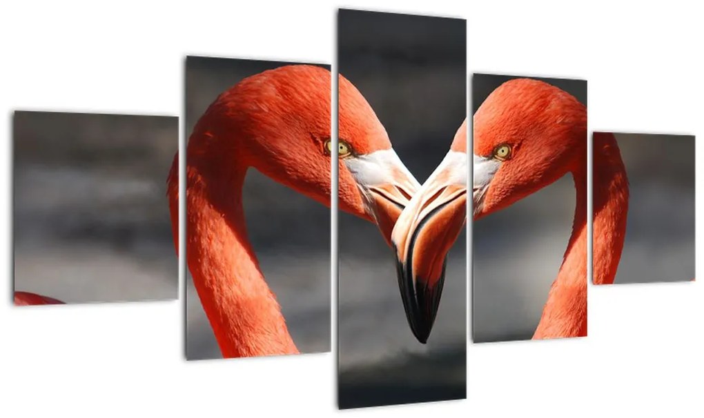 Obraz dwóch zakochanych flamingów (125x70 cm)