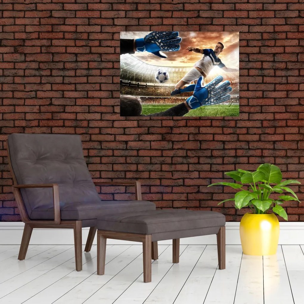 Obraz na szkle - Piłkarz (70x50 cm)