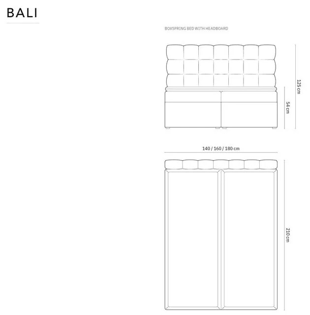 Antracytowe łóżko boxspring ze schowkiem 160x200 cm Bali – Cosmopolitan Design