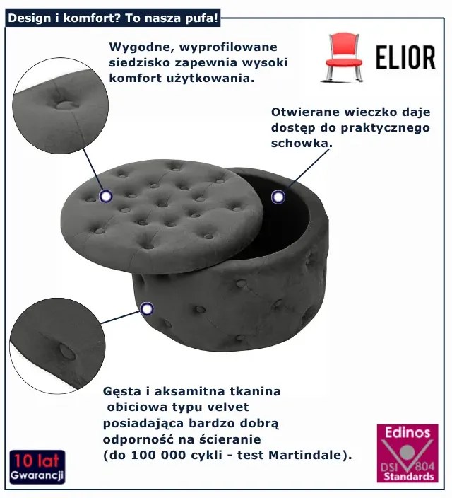 Szara pufa pikowana do salonu B3-F44